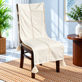 Ivory lace Jacquard Chair Cover with Tassels