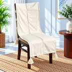 Ivory lace Jacquard Chair Cover with Tassels