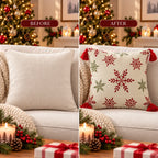 Winter Star Printed Cotton Cushion Cover â€“ Red & Green