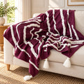 Plum Stripe Cotton Sofa Throw Blanket â€“ 50 Ã— 60 Inches