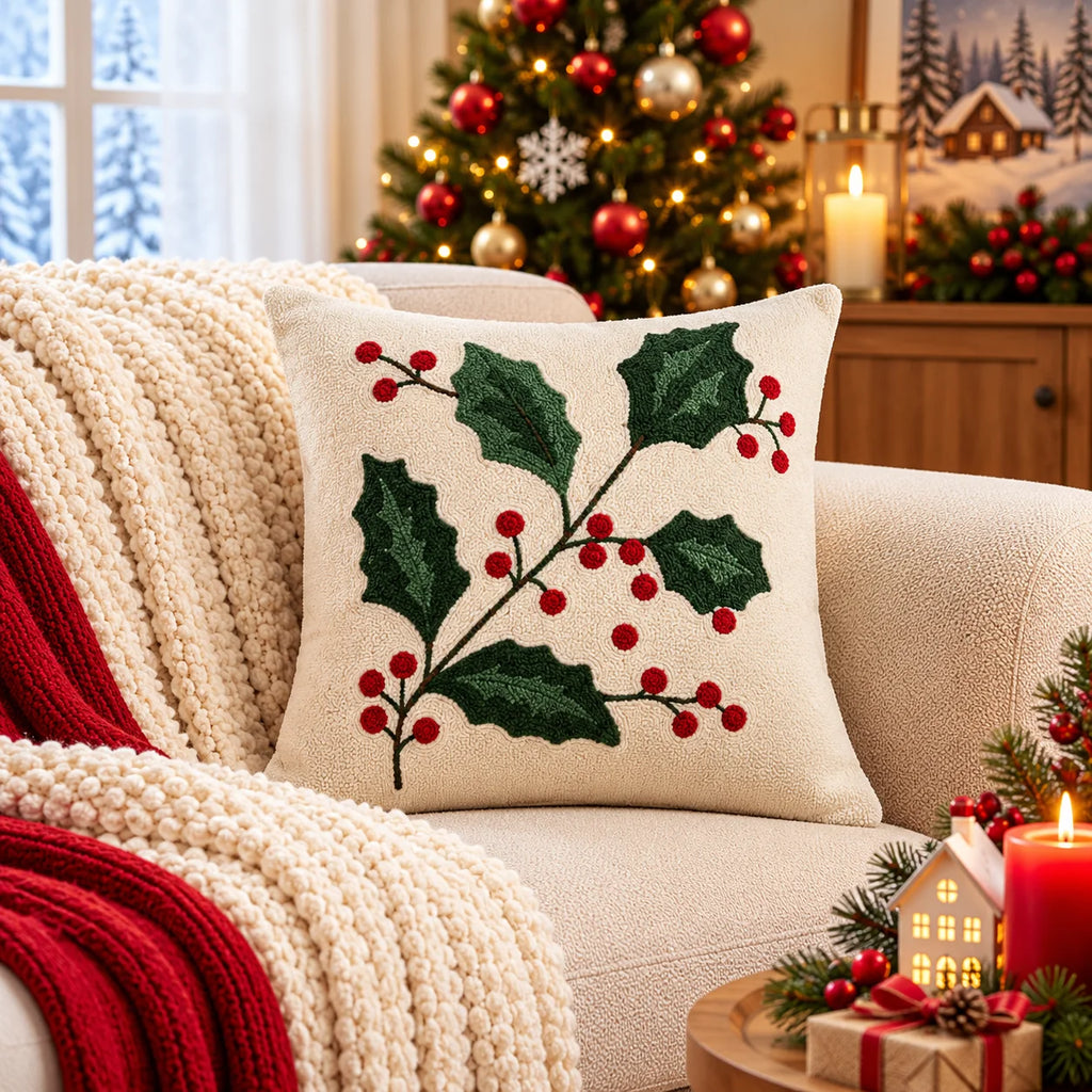 Christmas Embroidered Cushion Cover