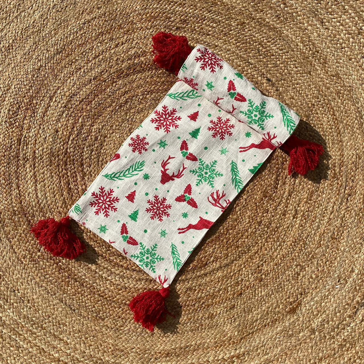 Christmas Themed Cotton Printed Table Runner, Size:30cm x 182cm (12" x 72")