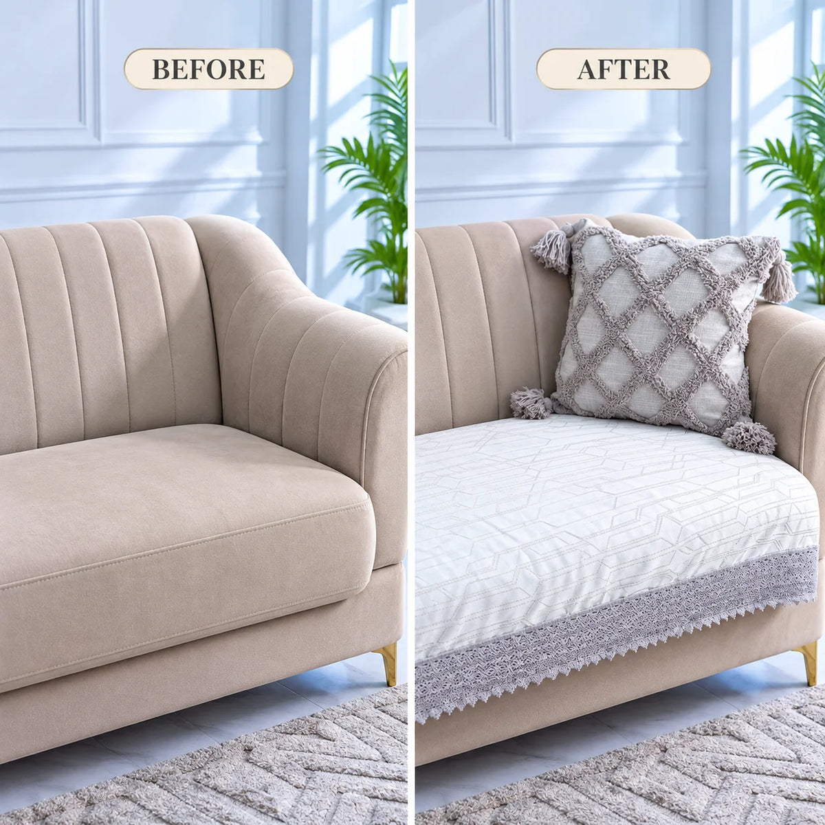 Blue Mist Jacquard Sofa Cover
