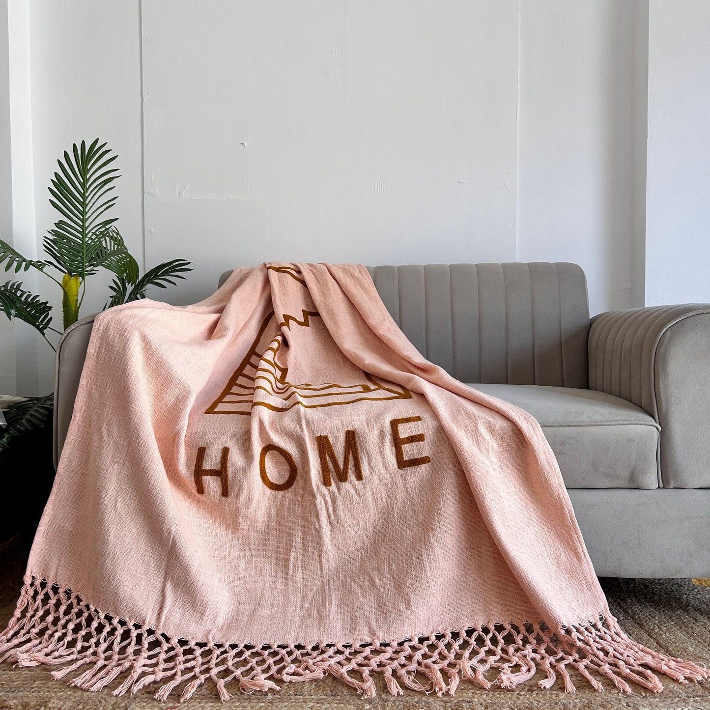 Embroidered Cotton Sofa Throw Blanket