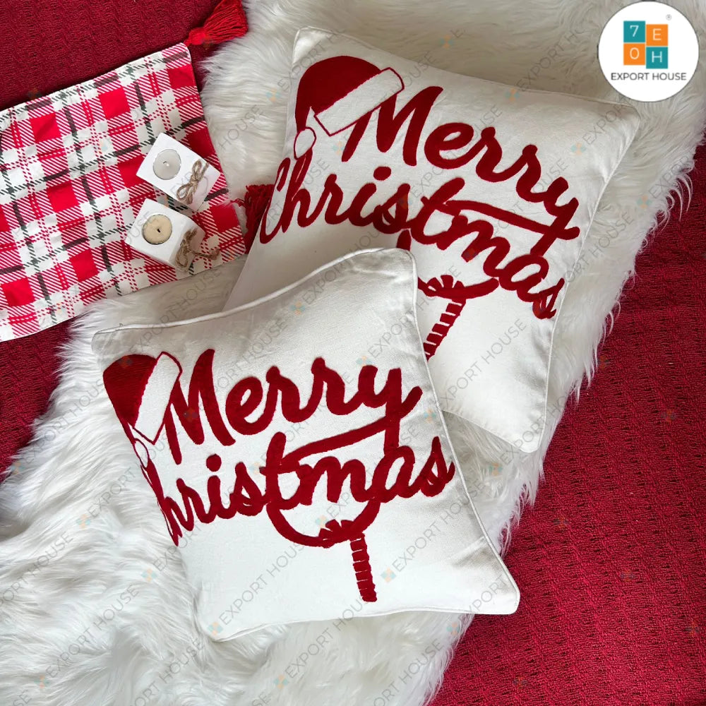 Christmas Themed Cotton Embroidered Cushion Cover, Size:40cm X 40cm (16" X 16")