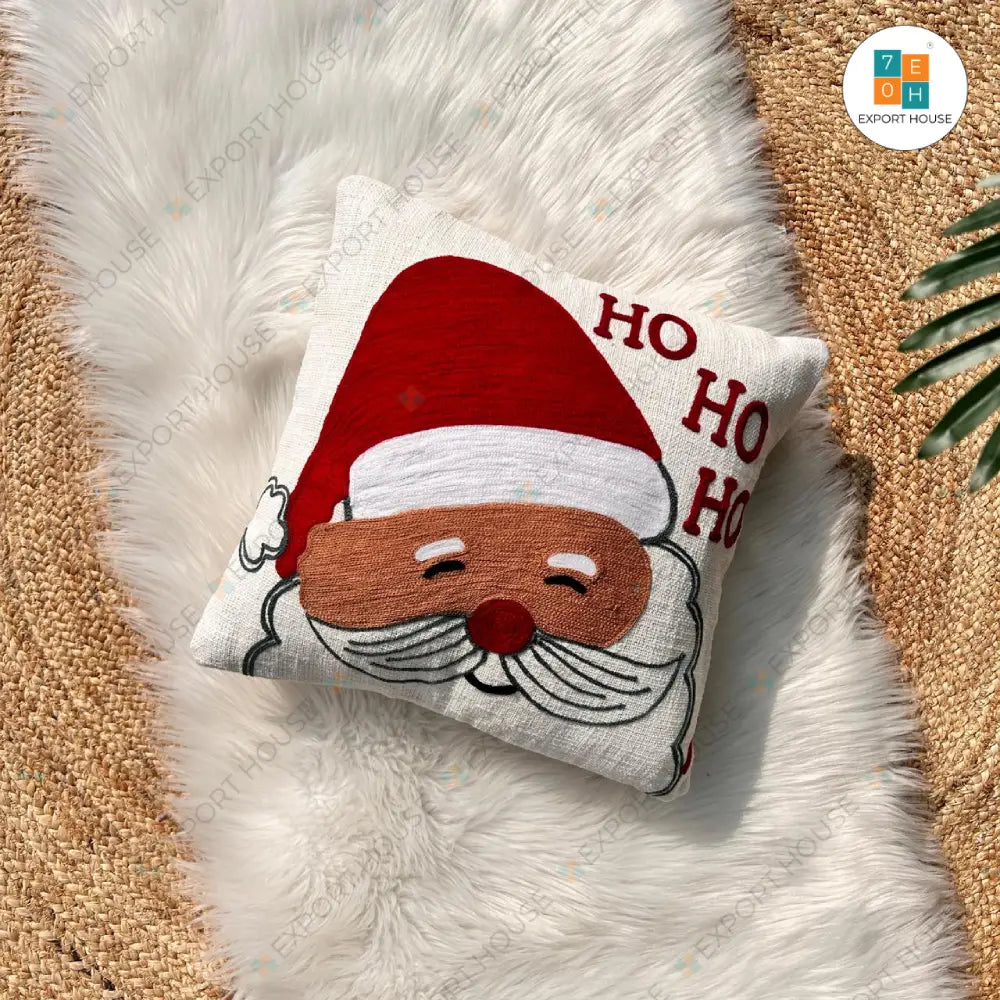 Christmas Themed Slub-Cotton Tufted Cushion Cover, Size:40cm X 40cm (16" X 16")
