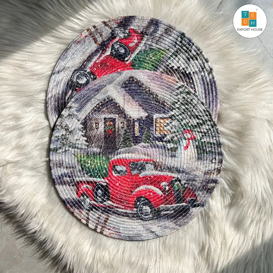 Christmas Themed Polyester Printed Table Placemat, Size:35cm (14")