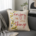 Little Joy Fringe Embroidered Cotton Cushion Cover – 18×18 Inch