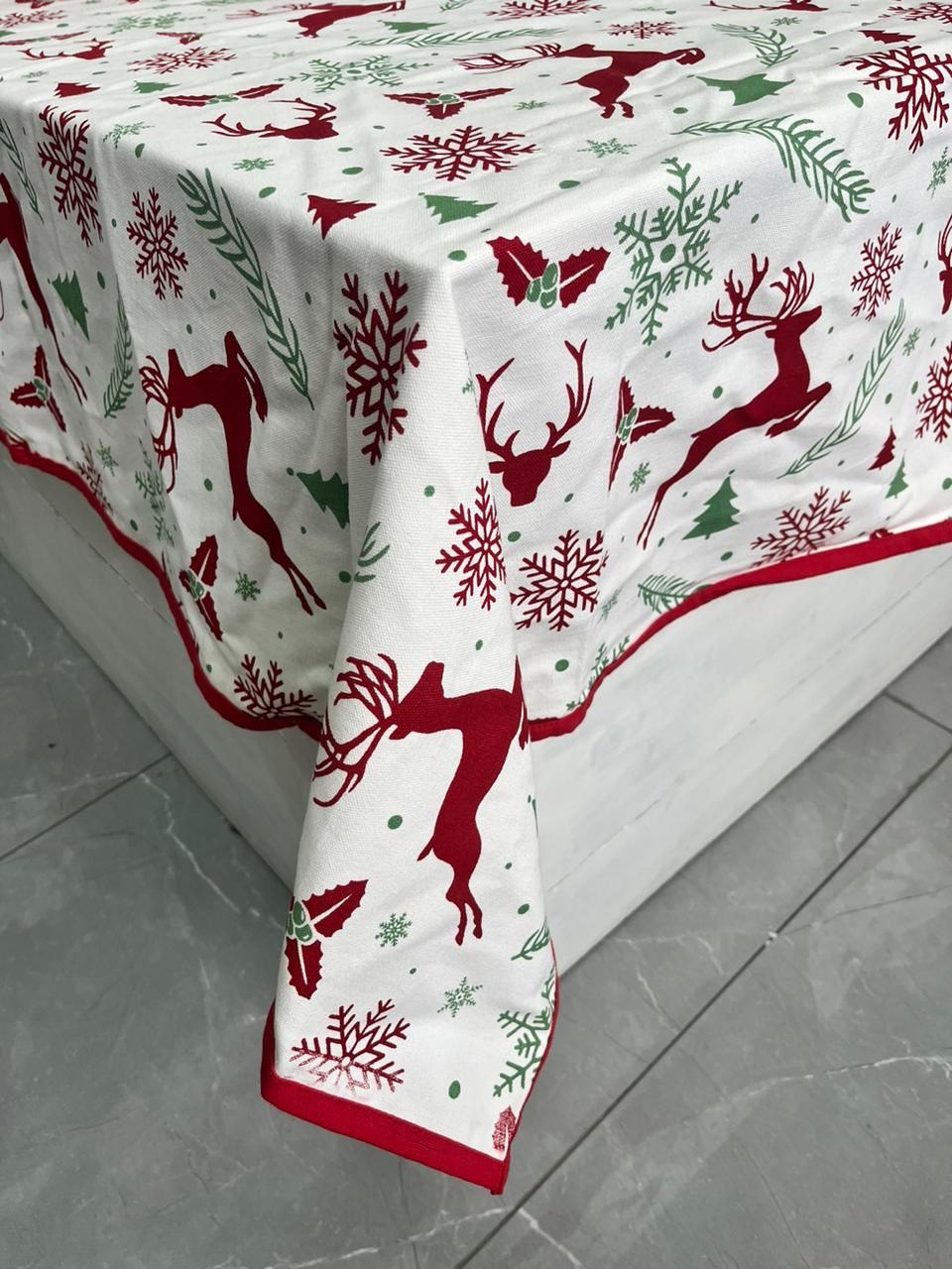 Christmas Dining Sheet Size: 152cm x 228cm (60" x 90") Material: Cotton in just Rs. 900.00, (Christmas Cotton Dining Sheets by Export House )