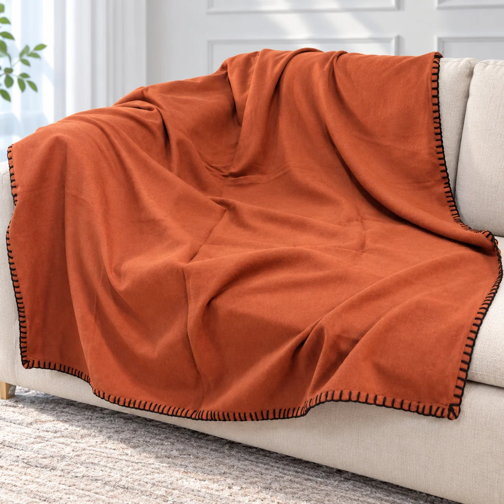 Brick Red Soft Cotton Sofa Throw