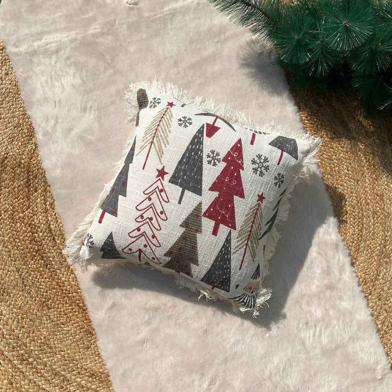 Christmas Themed Cotton Printed Cushion Cover, Size:40cm X 40cm (16" X 16")
