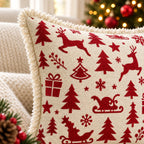Christmas Themed Cotton Printed Cushion Cover, Size:40cm X 40cm (16" X 16")