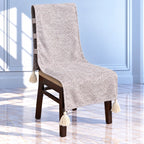 Pebble Grey Melange Chair Cover with Tassel