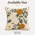 Mustard Moss Floral Embroidered Cotton Cushion Cover â€“ 18Ã—18 Inch