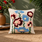 Blue Bloom Folk Embroidery Cushion Cover