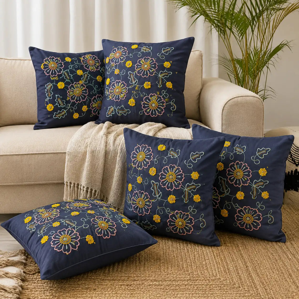 Blue Premium Cushion Cover 24x24
