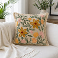 Amber Vine Embroidered Cotton Cushion Cover – Multicolour Floral