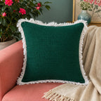 Evergreen Fringe Cotton Cushion Cover