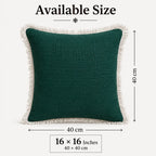 Evergreen Fringe Cotton Cushion Cover