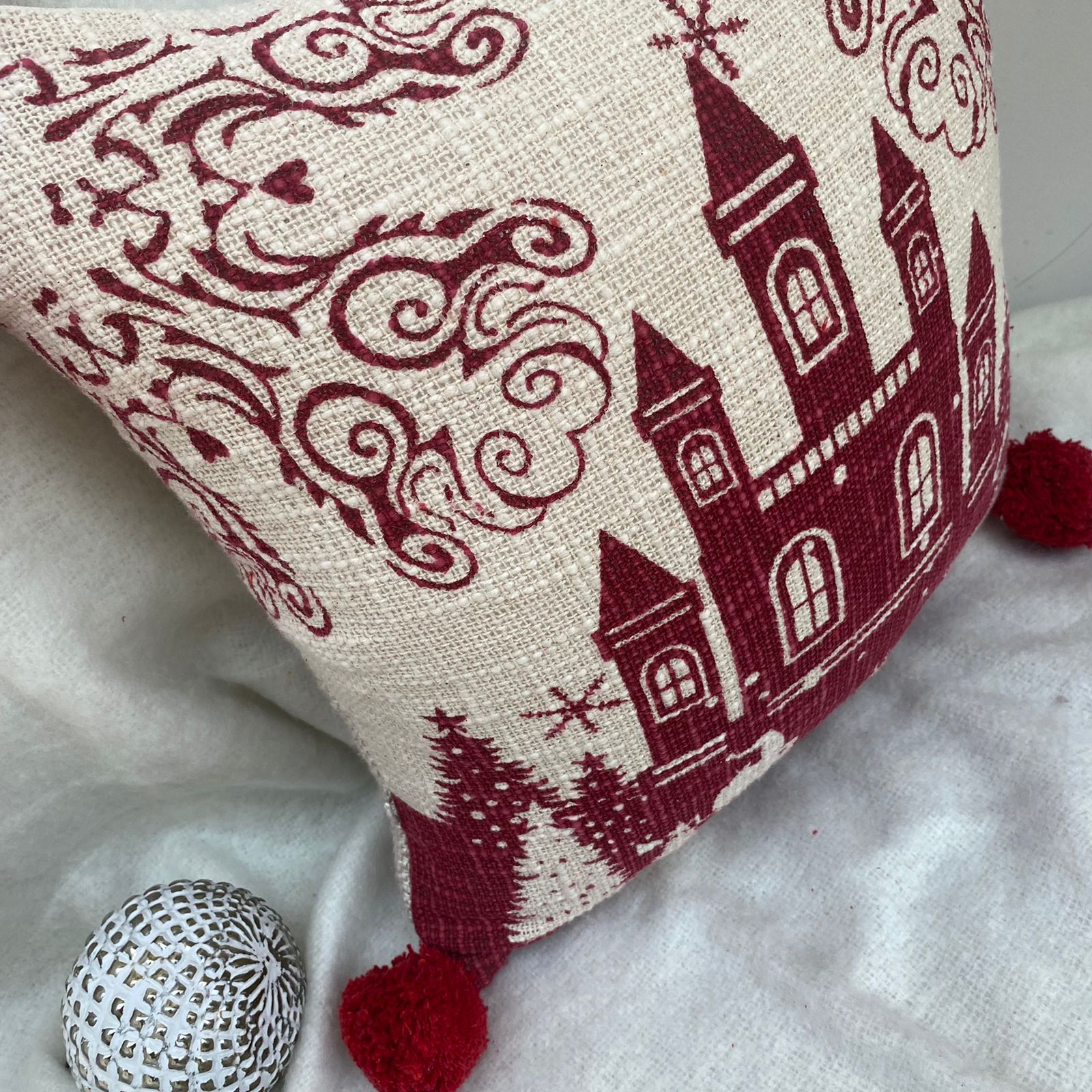 Christmas Cushion Cover Size: 40cm X 40cm (16" X 16") Material: Cotton Style: Printed in just Rs. 250.00, (Christmas Cushion Covers 16x16 by Export House )