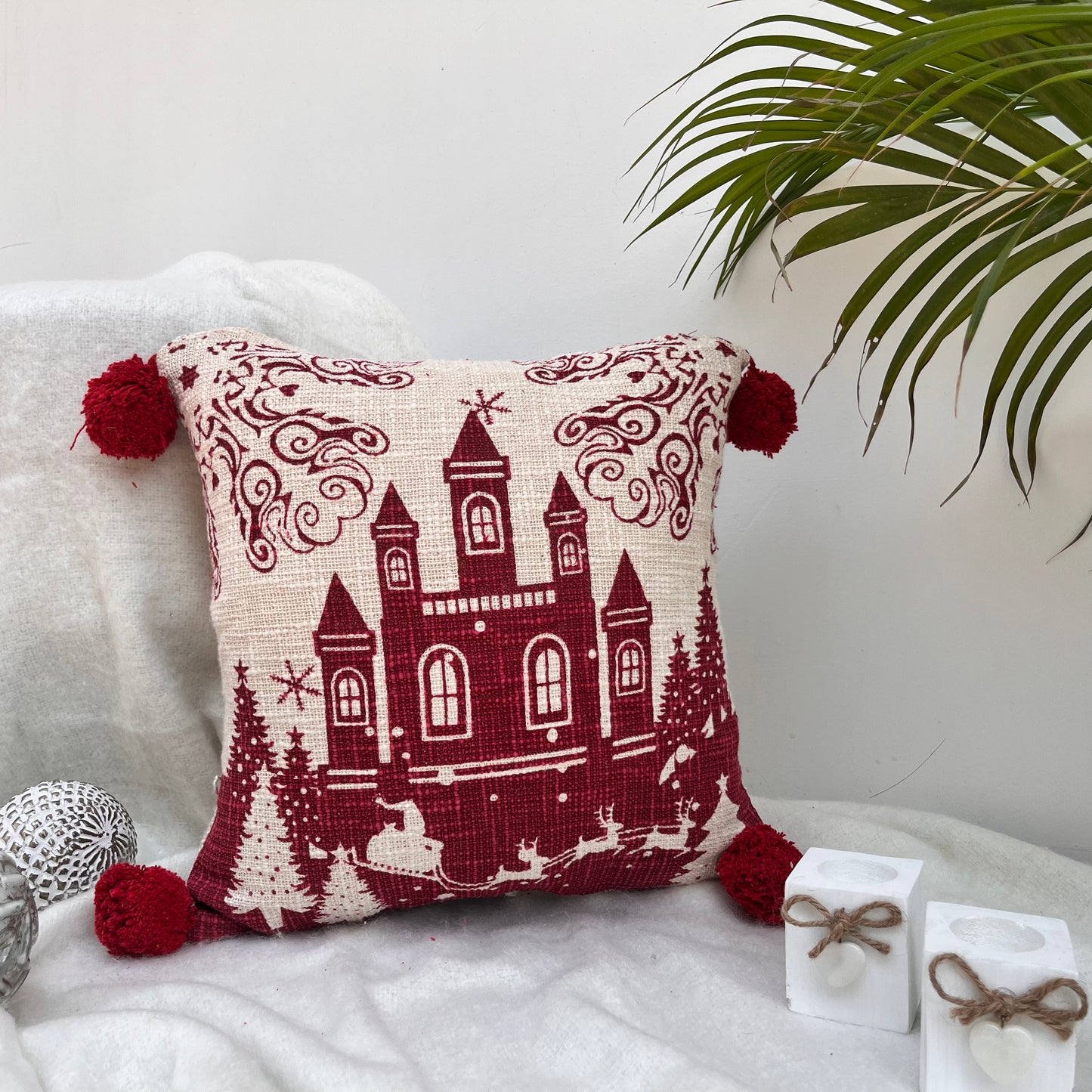 Christmas Cushion Cover Size: 40cm X 40cm (16" X 16") Material: Cotton Style: Printed in just Rs. 250.00, (Christmas Cushion Covers 16x16 by Export House )