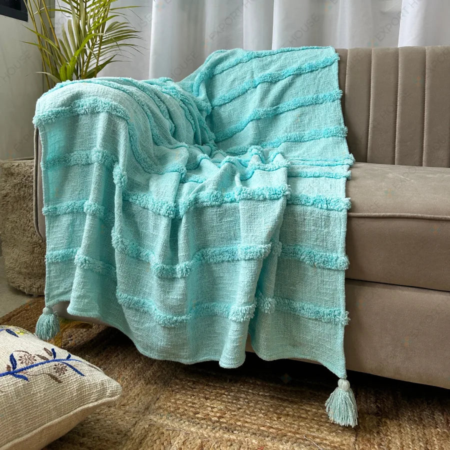 Cotton Premium Sofa Throw Blanket, Size:127cm X 152cm (50" X 60")
