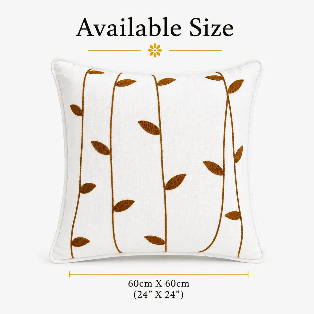 Slub-cotton Embroidered Cushion Cover, 60cm X 60cm (24" X 24")