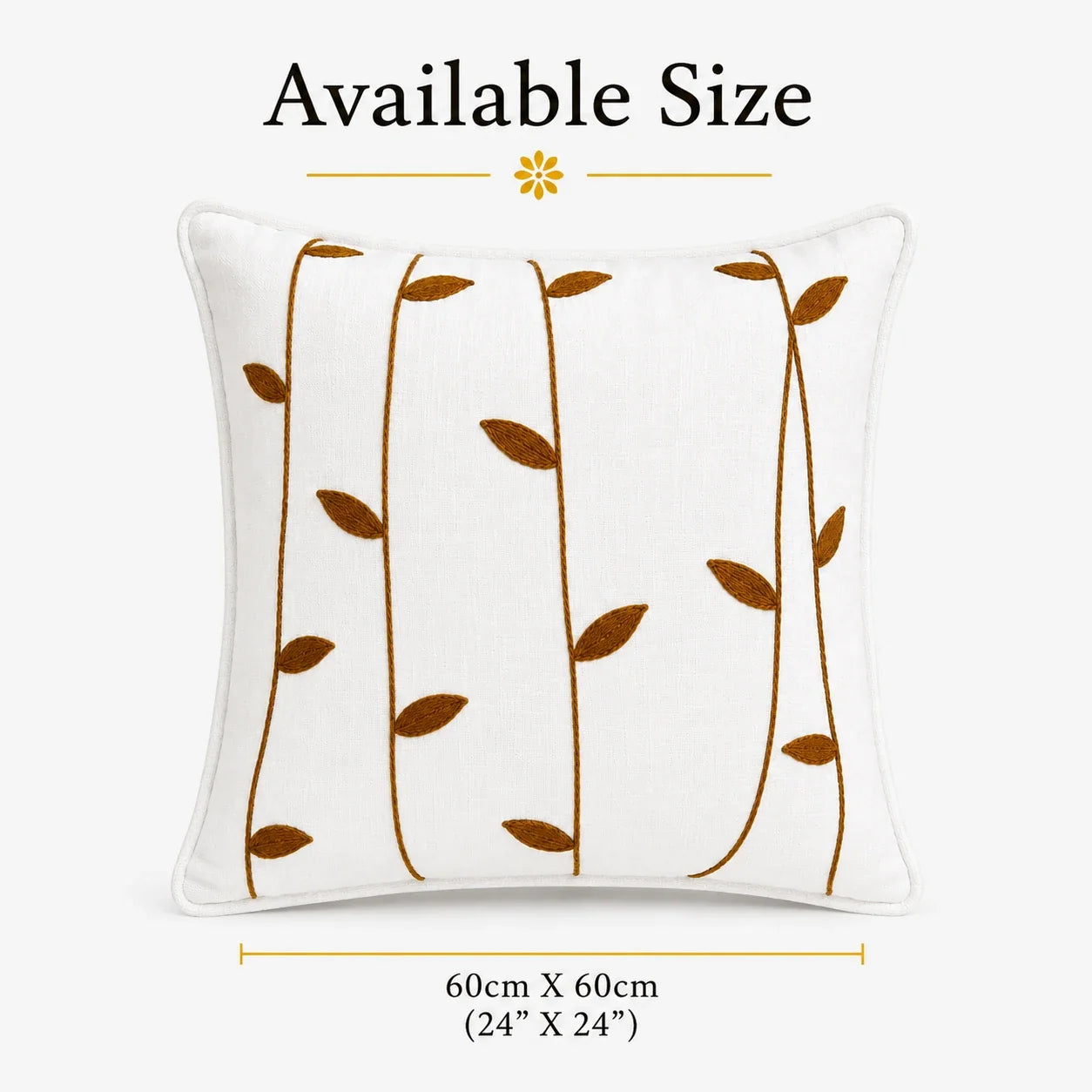Slub-cotton Embroidered Cushion Cover, 60cm X 60cm (24" X 24")