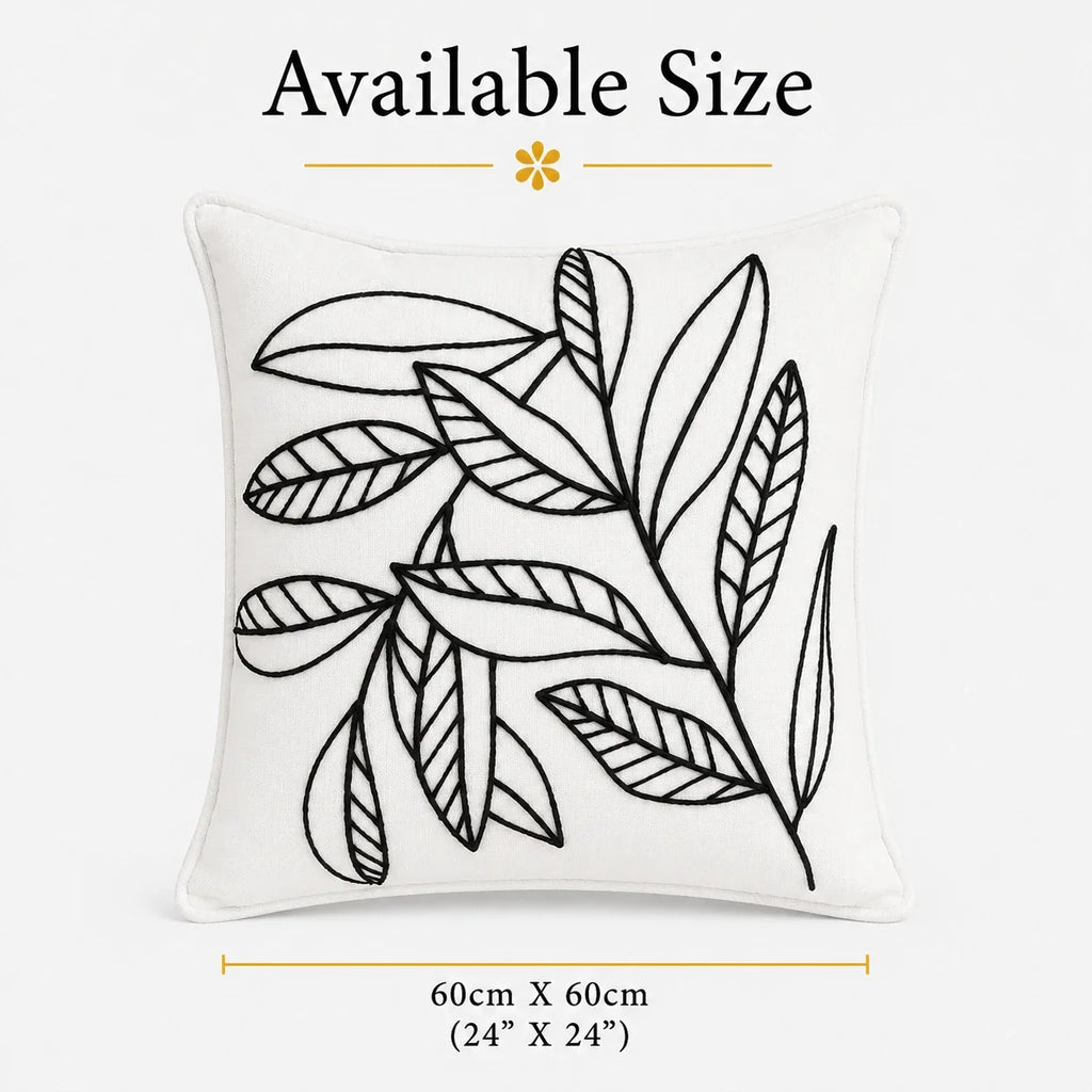 Slub-cotton Embroidered Cushion Cover, 60cm X 60cm (24" X 24")