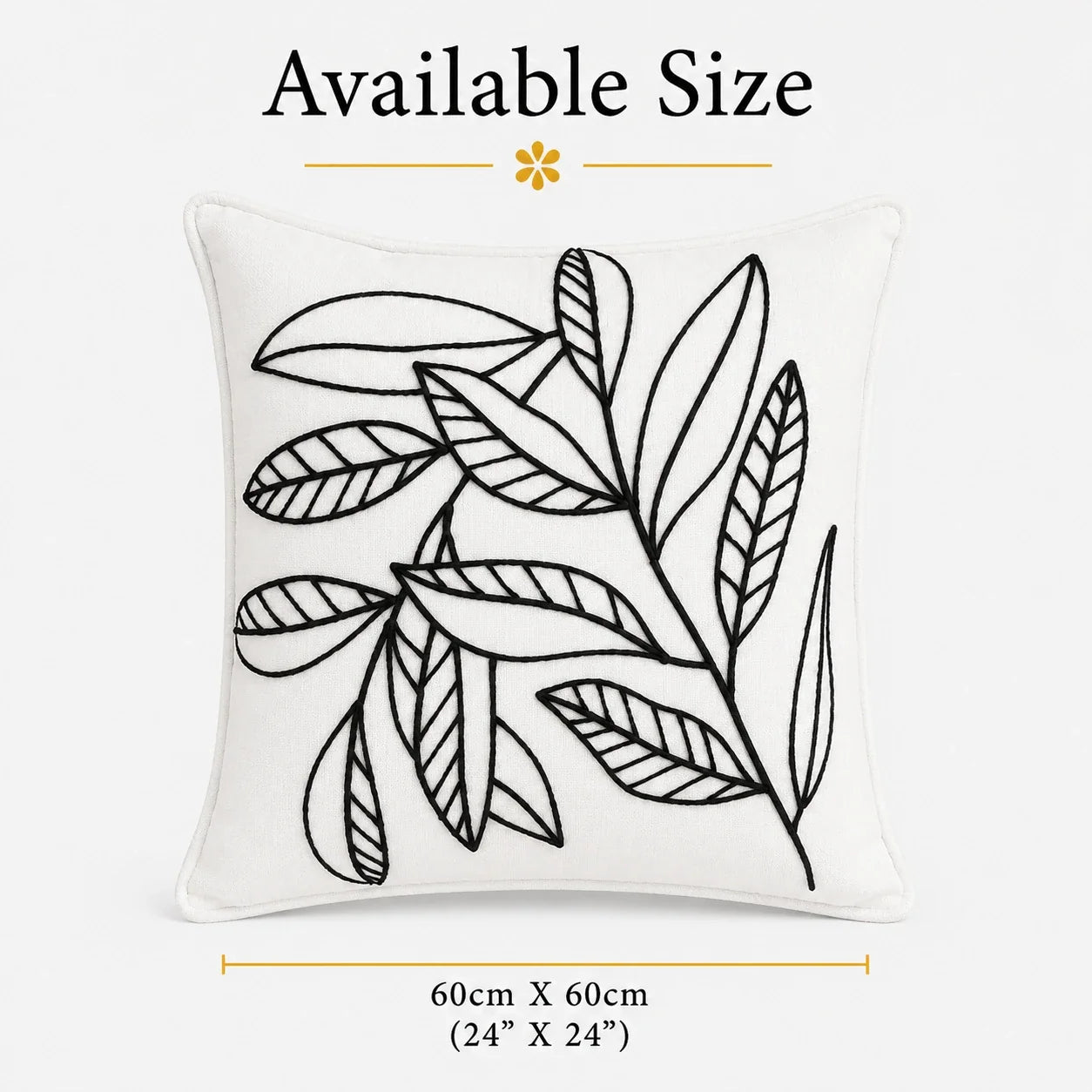 Slub-cotton Embroidered Cushion Cover, 60cm X 60cm (24" X 24")