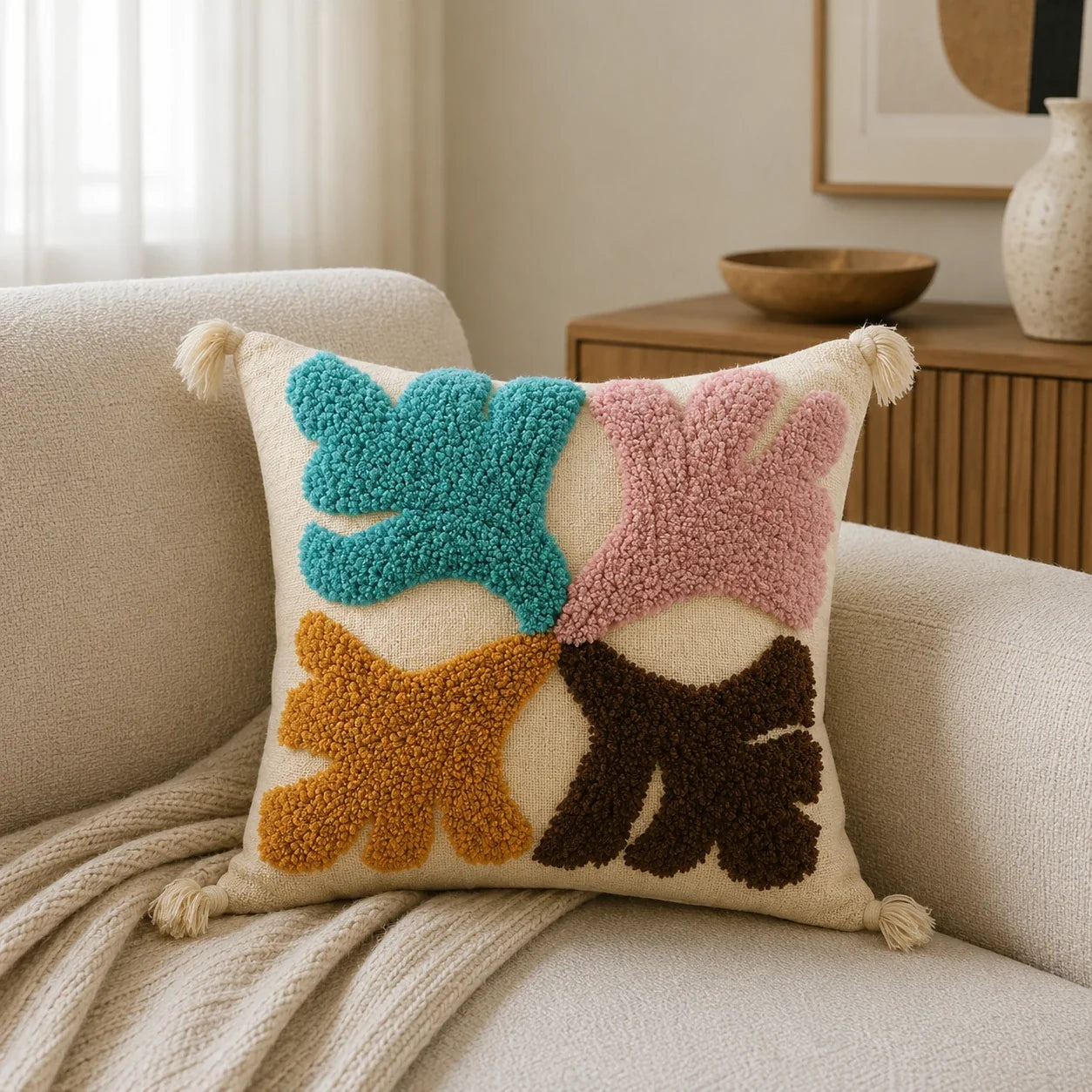 Fourfold hue - Tufted Premium Cushion Cover