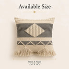Black & Cream Boho Cushion Cover with Centre Diamond Motif