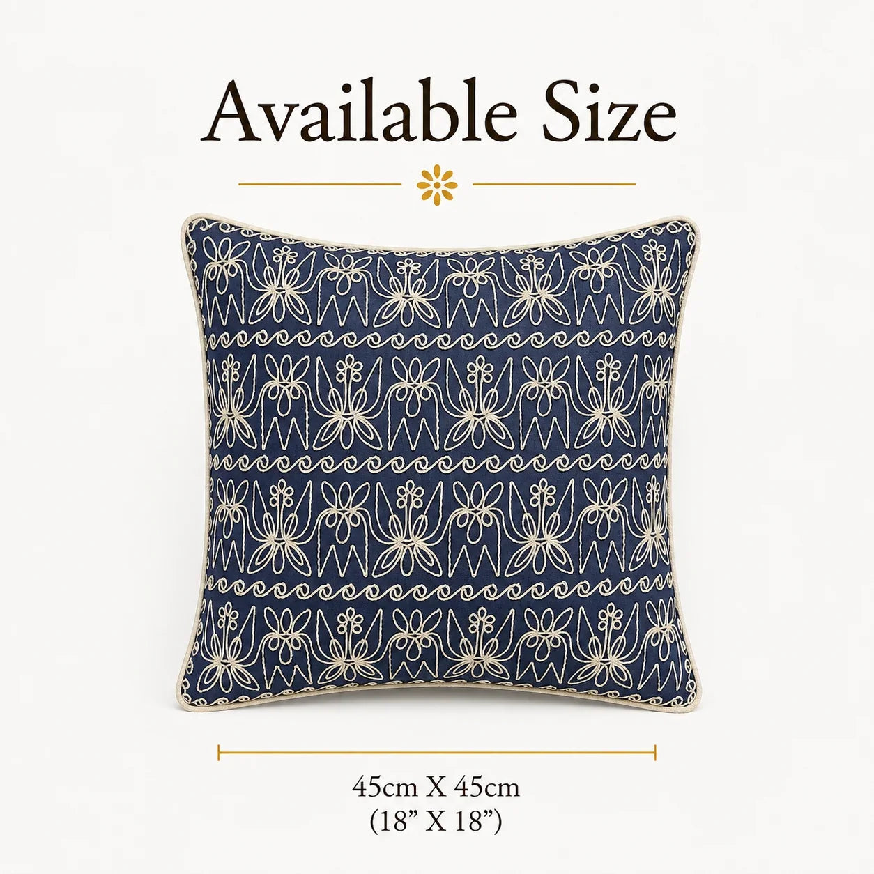 Embroidered Cushion Cover 45cm x 45cm (18" x 18")