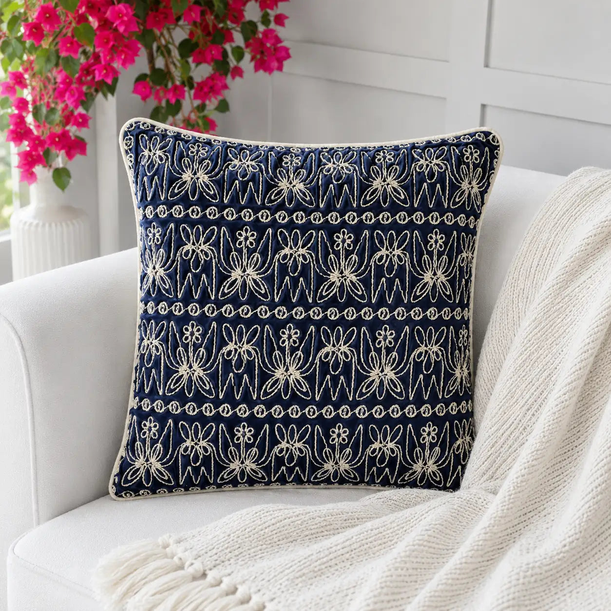Embroidered Cushion Cover 45cm x 45cm (18" x 18")