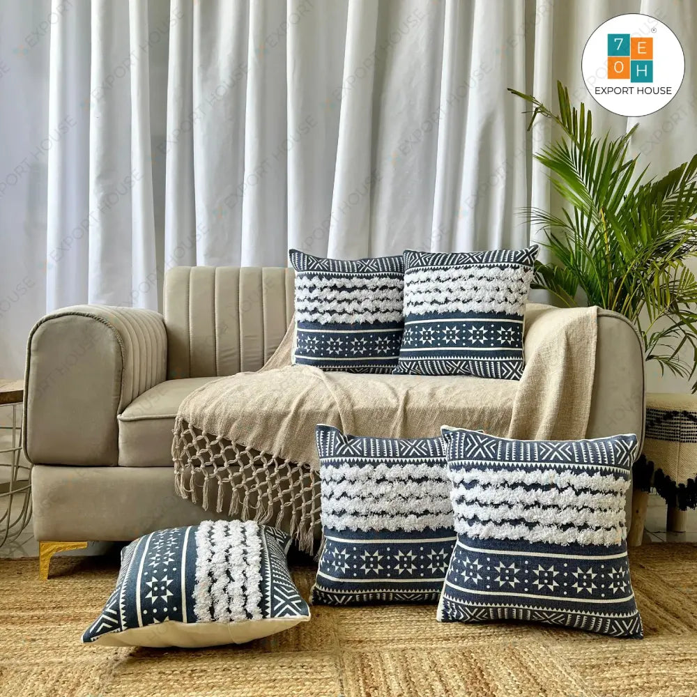 Export House Premium Cotton Tufted Cushion Cover - Size:40cm X 40cm (16" X 16")