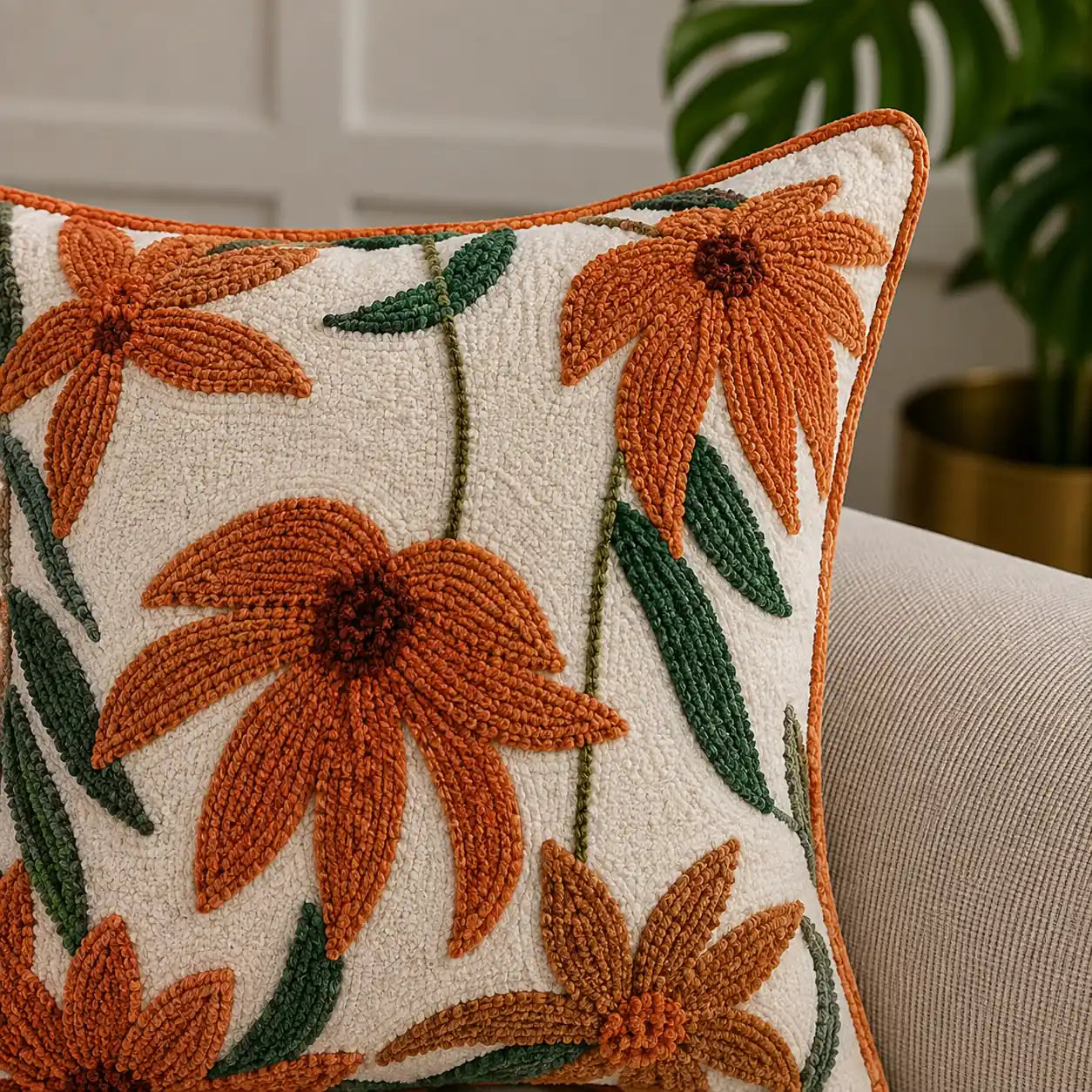 TerraCotta Floral Cushion Cover