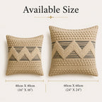 Beige Bobble Textured Cotton Cushion Cover with Cream Chevron