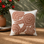 Peach Bloom Embroidered Cushion Cover