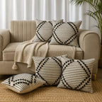 Sleek striped monochrome - Premium Cushion Cover
