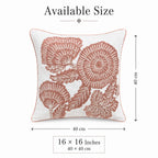 Peach Bloom Embroidered Cushion Cover