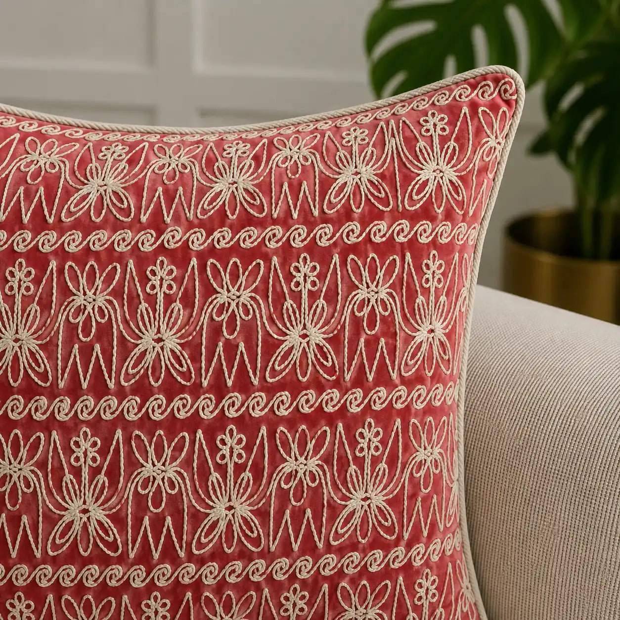 Embroidered Cushion Cover 45cm x 45cm (18" x 18")