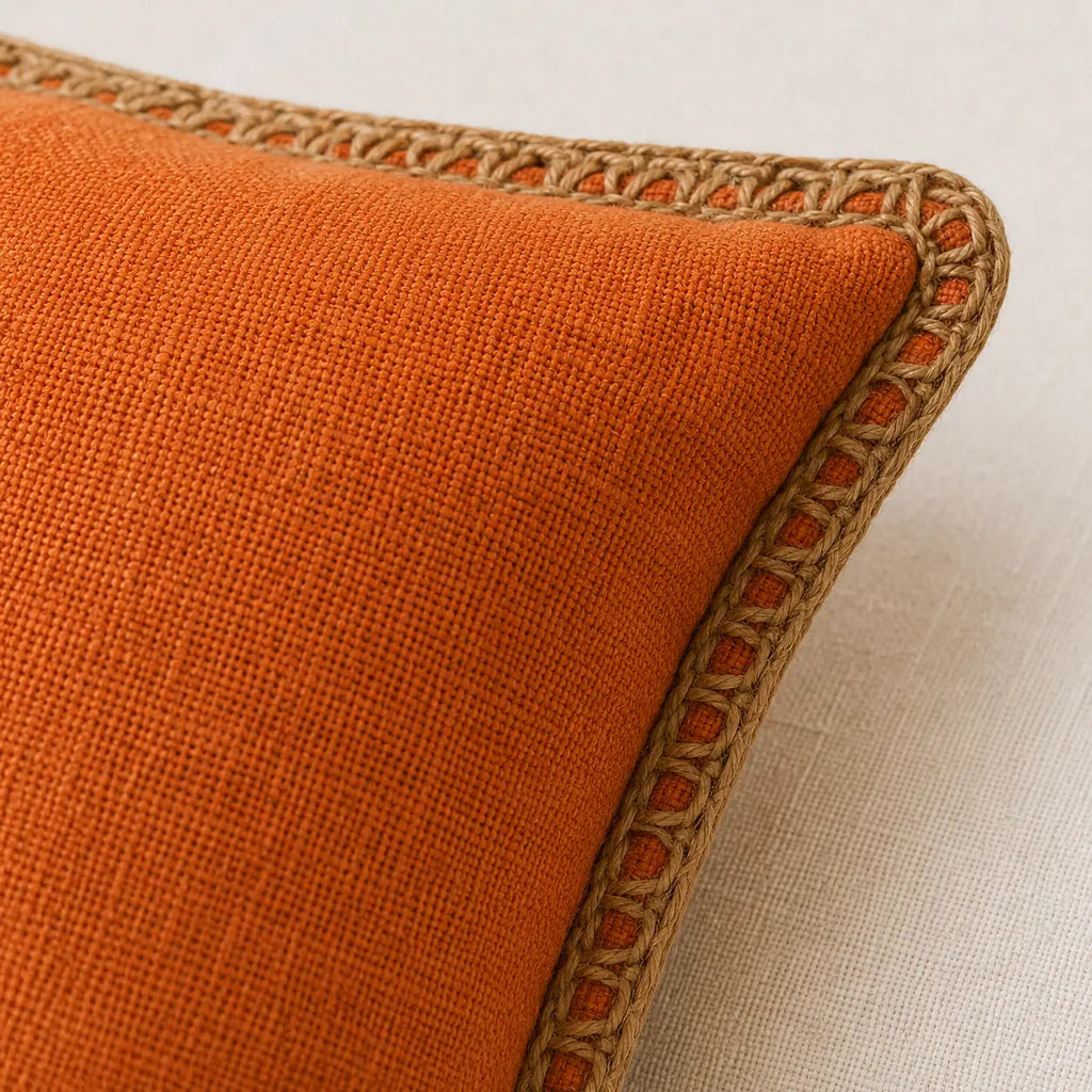 Rustic Charm Jute Lace - Premium Cushion Cover