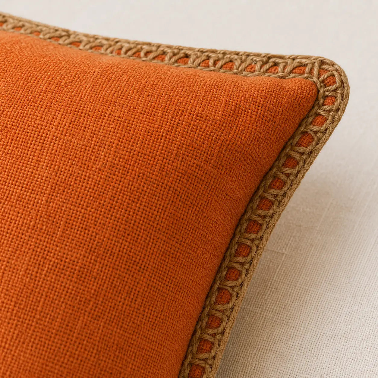 Rustic Charm Jute Lace - Premium Cushion Cover