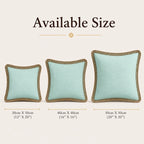 Spa Green Linen Look Pillow Cover with Woven Rope Trim