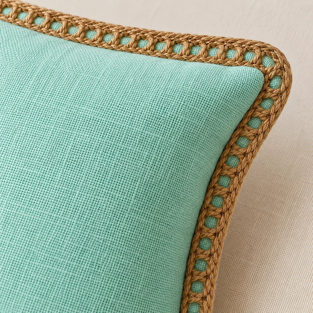 Sky Mist Jute Lace - Premium Cushion Cover