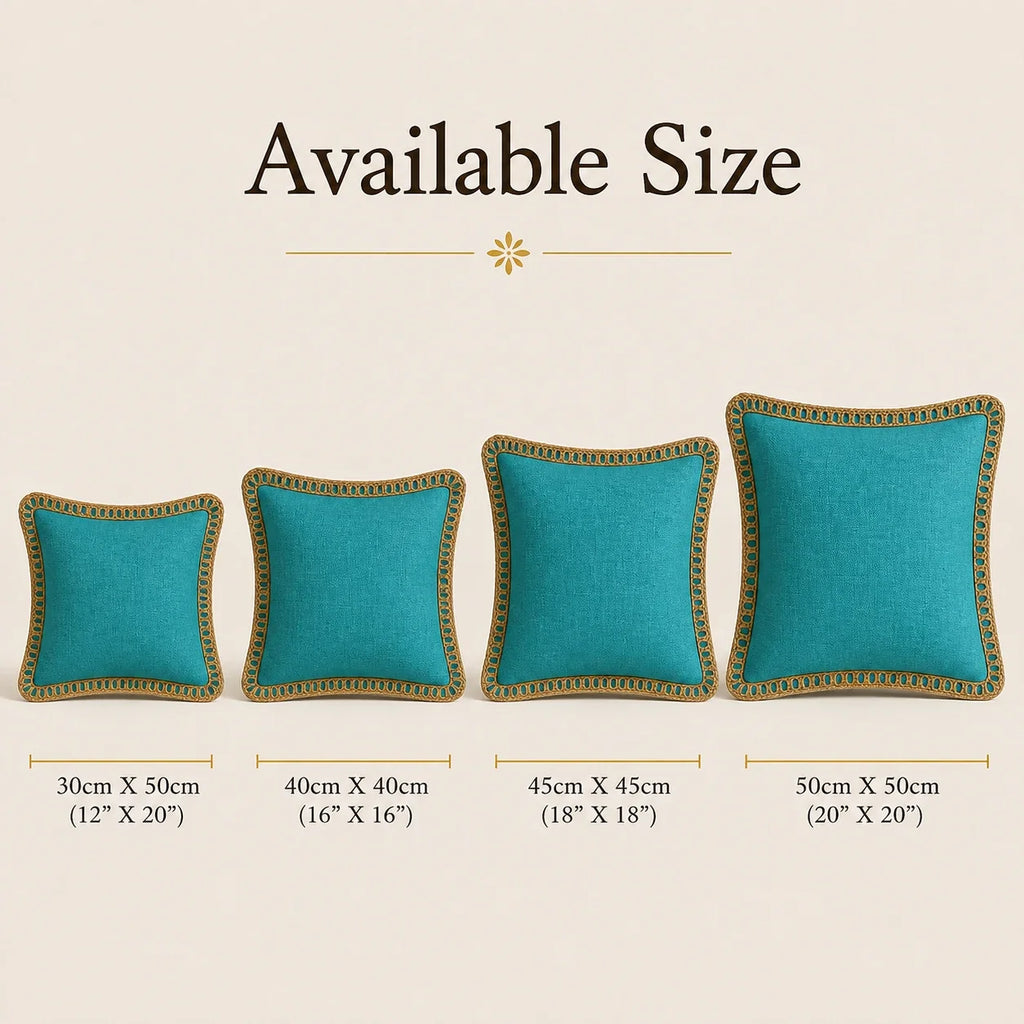 Azure Blue Jute Lace - Premium Cushion Cover