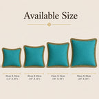 Teal Blue Slub Cotton Cushion Cover with Jute Lace Border