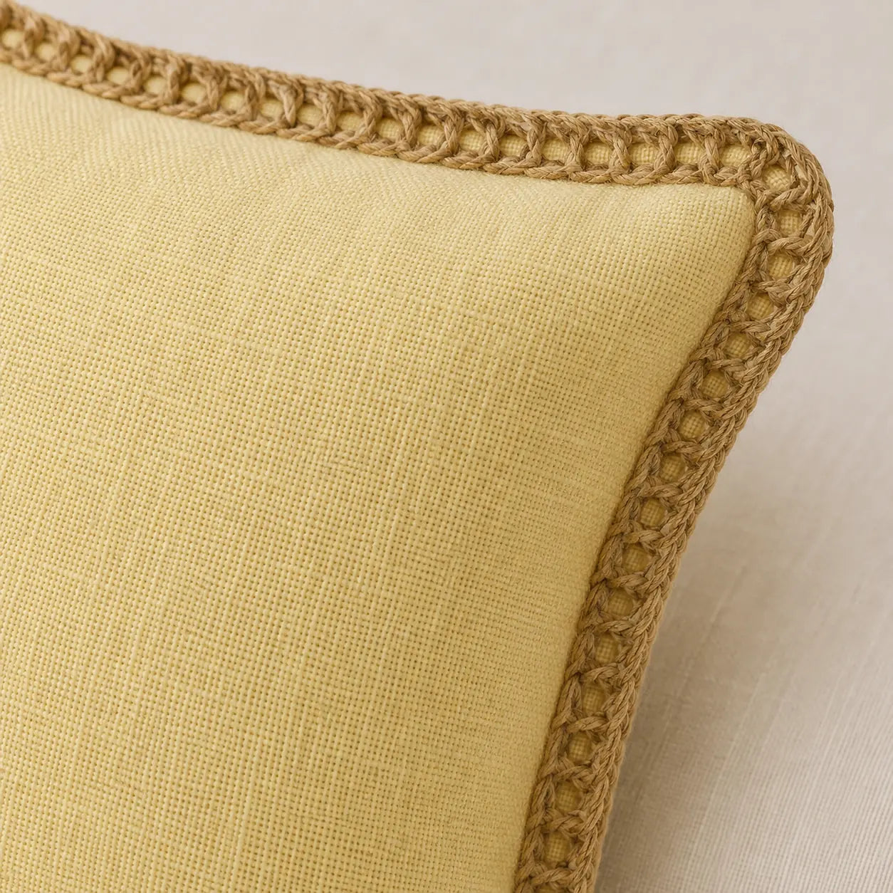 Lemon Delight Jute Lace - Premium Cushion Cover