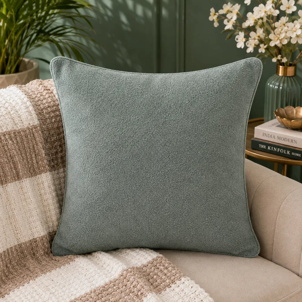 Solid Reversible Boucle Cushion Cover