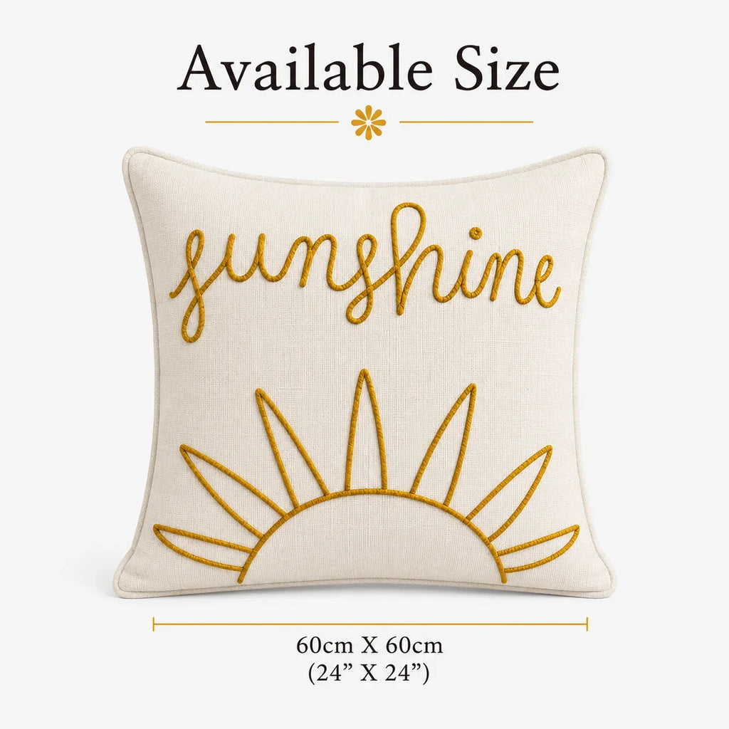 Slub-cotton Embroidered Cushion Cover, 60cm X 60cm (24" X 24")